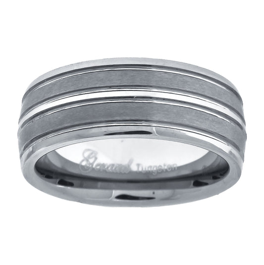 Tungsten Center Groove Brushed Dome Mens Comfort-fit 8mm Sizes 7 - 14 Bridal Anniversary Engagement Wedding Band