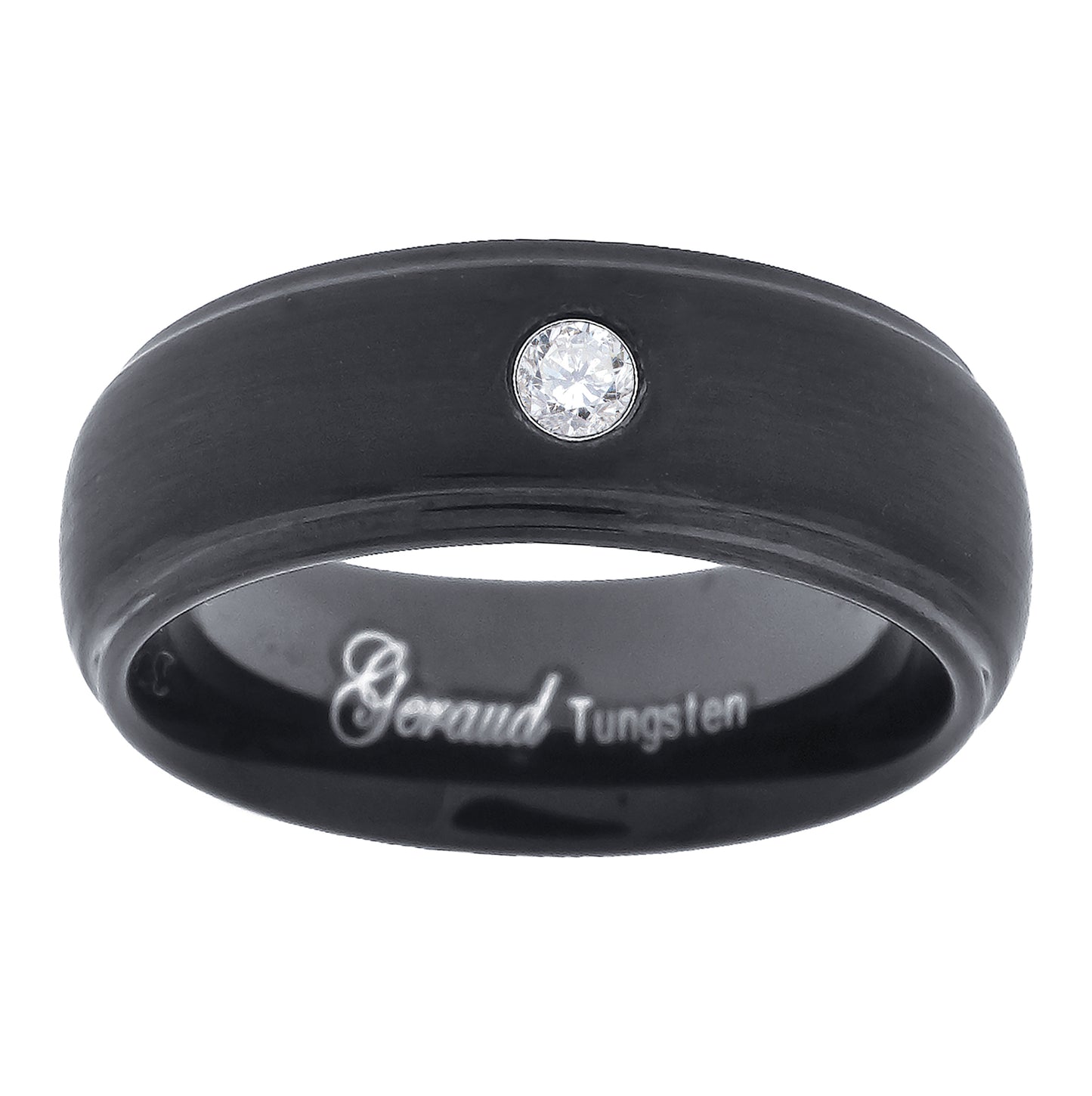 Tungsten Black Cubic Zirconia Step Edges Mens Comfort-fit 6mm Sizes 7 - 14 Bridal Anniversary Engagement Wedding Band