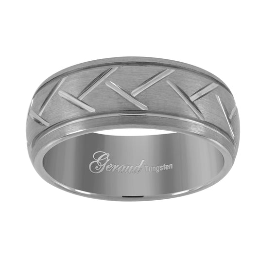 Tungsten Dome Grooved Mens Comfort-fit 8mm Sizes 7 - 14 Bridal Anniversary Engagement Wedding Band