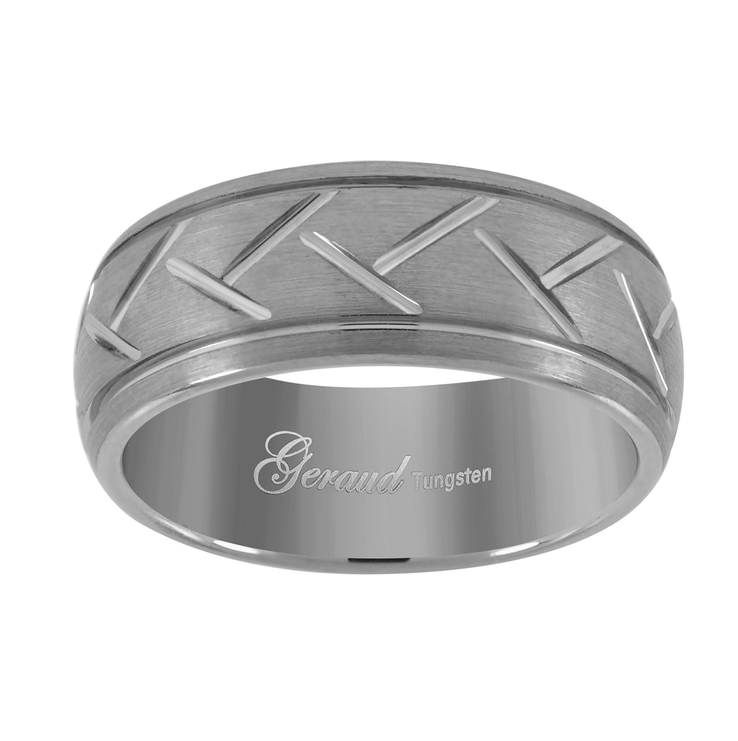 Tungsten Dome Grooved Mens Comfort-fit 8mm Sizes 7 - 14 Bridal Anniversary Engagement Wedding Band
