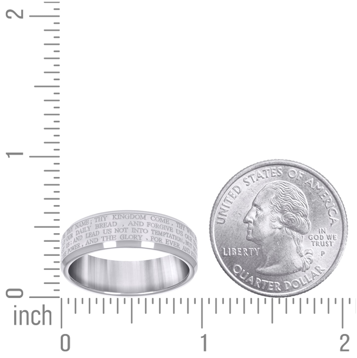 Tungsten Christian Cross with Prayer Comfort-fit 8mm Sizes 7 - 14 Bridal Anniversary Engagement Wedding Band with Beveled Edges