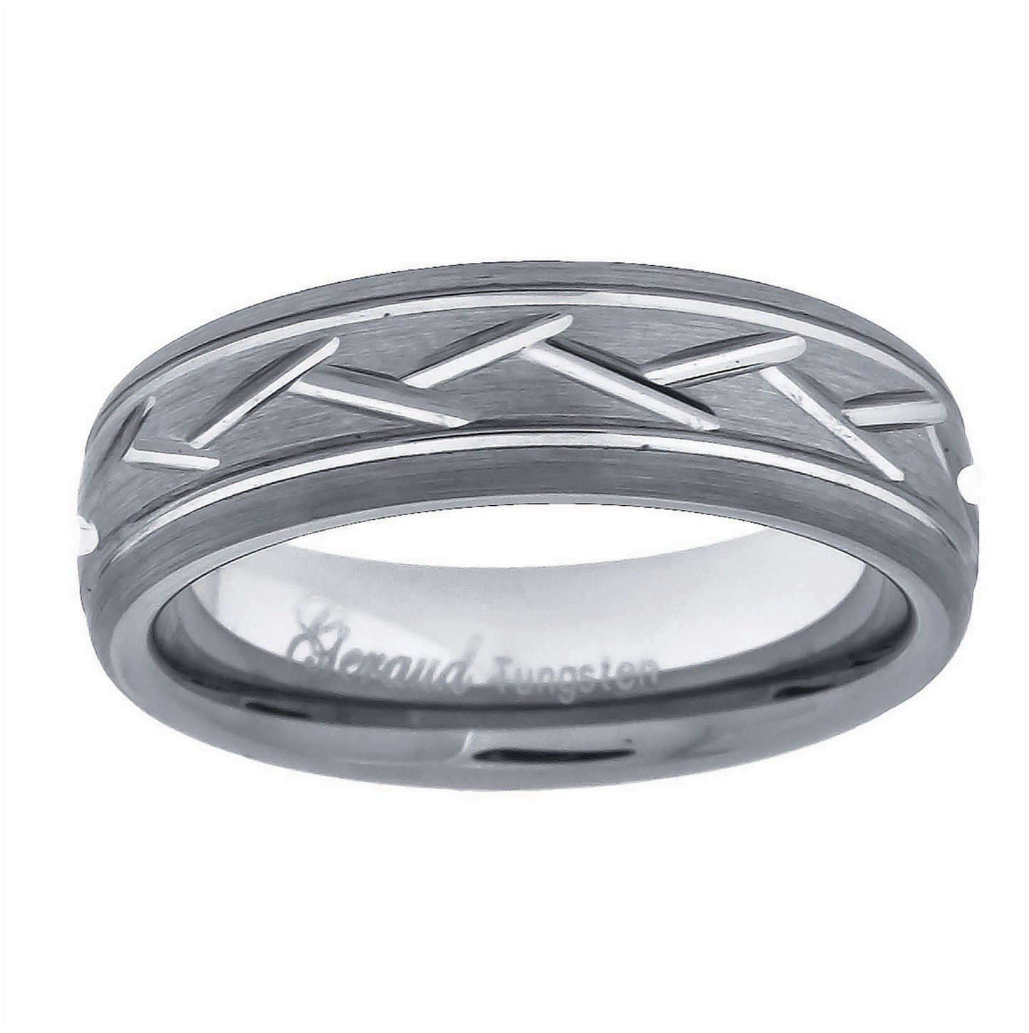 Tungsten Diagonal Cut Grooved Mens Comfort-fit 6mm Sizes 7 - 14 Bridal Anniversary Engagement Wedding Band