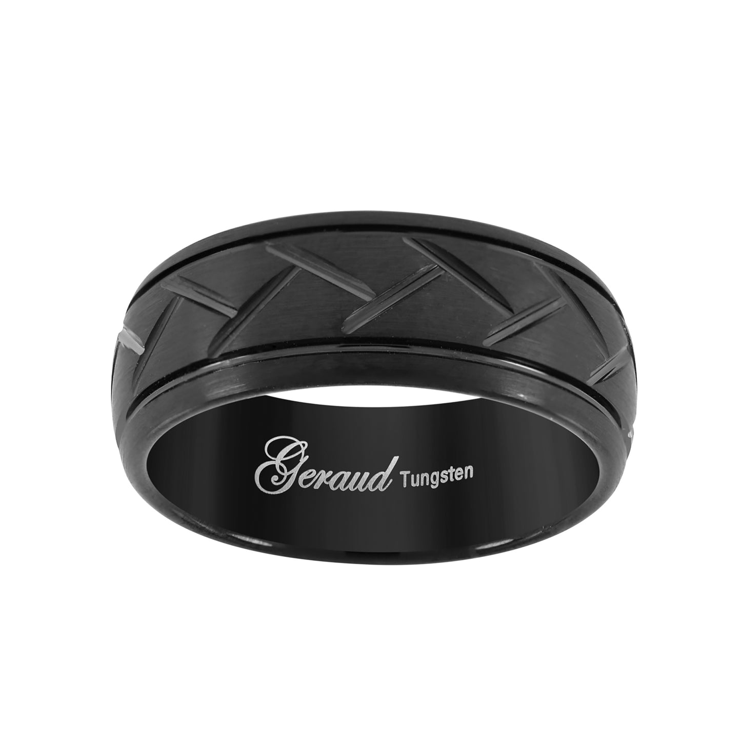 Tungsten Dome Black Grooved Mens Comfort-fit 8mm Sizes 7 - 14 Bridal Anniversary Engagement Wedding Band