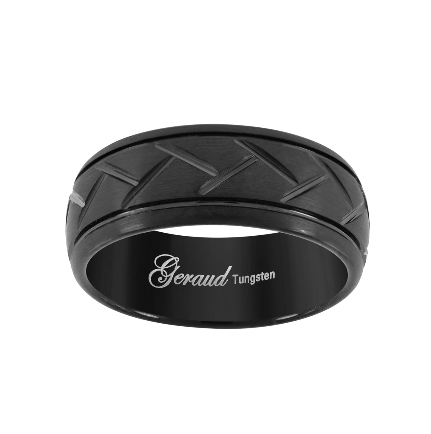 Tungsten Dome Black Grooved Mens Comfort-fit 8mm Sizes 7 - 14 Bridal Anniversary Engagement Wedding Band