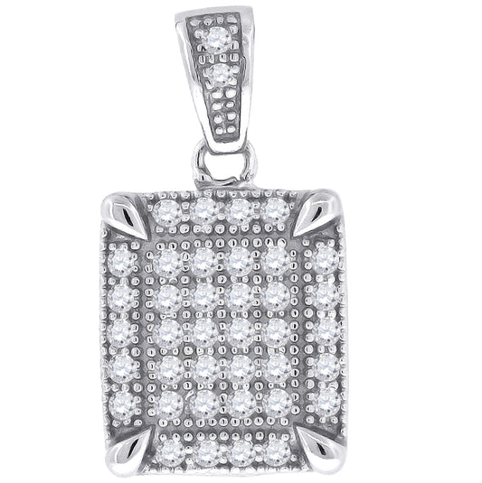 Sterling Silver Mens Cubic Zirconia Square Fashion Charm Pendant