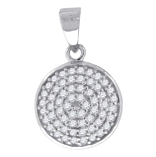 Sterling Silver Womens Cubic Zirconia Round Cluster Fashion Charm Pendant