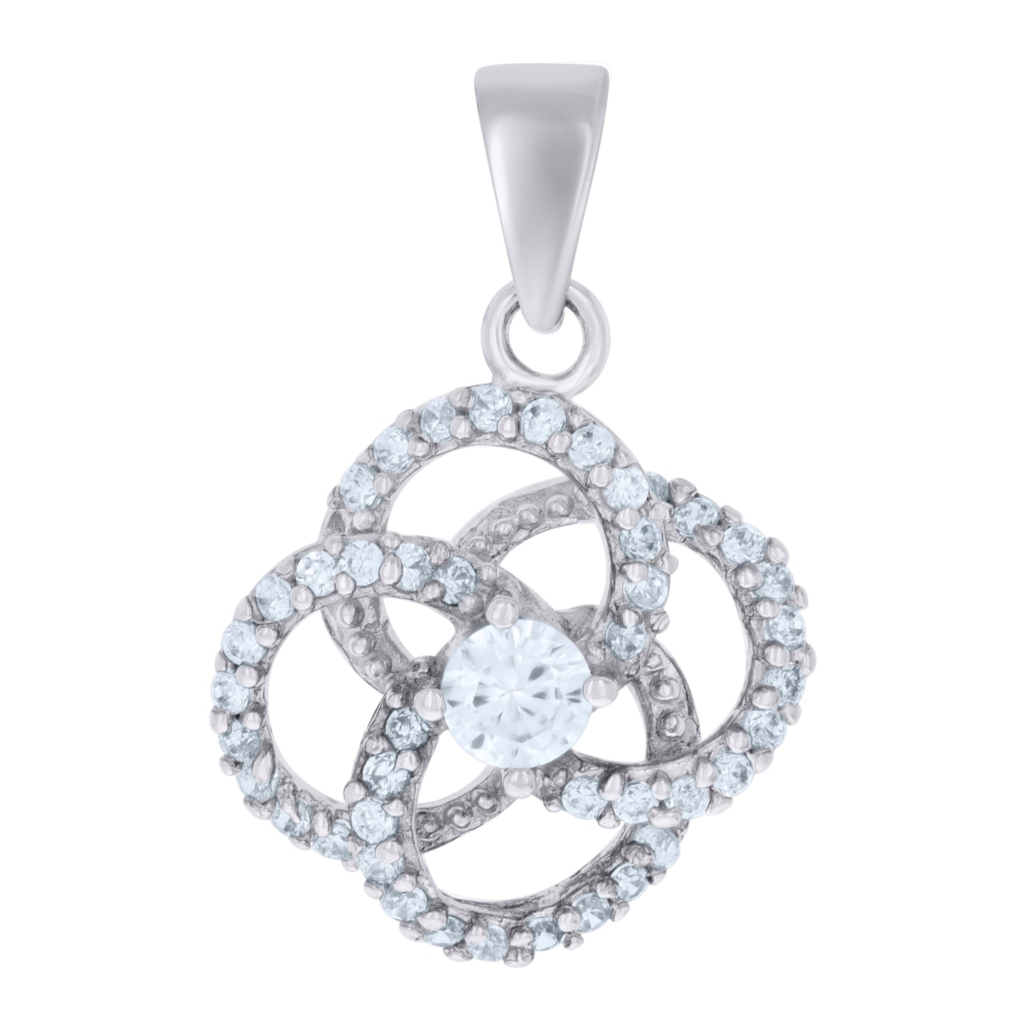 Sterling Silver Women Cubic-Zirconia Flower Fashion Charm Pendant