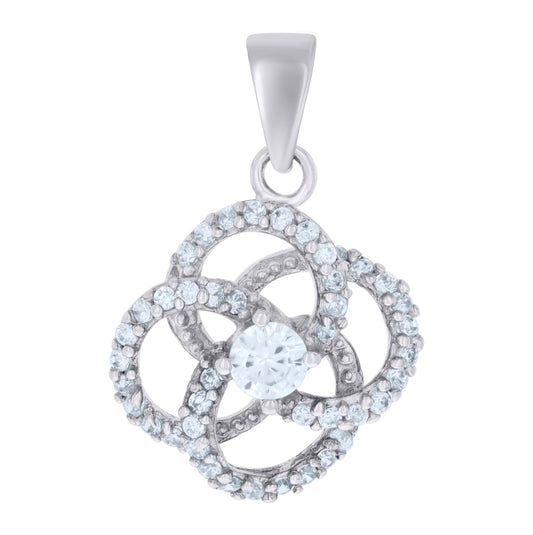 Sterling Silver Women Cubic-Zirconia Flower Fashion Charm Pendant