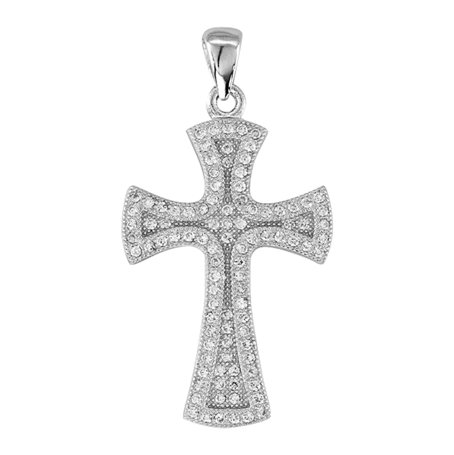 Sterling Silver Unisex Cubic-Zirconia Cross Religious Charm Pendant