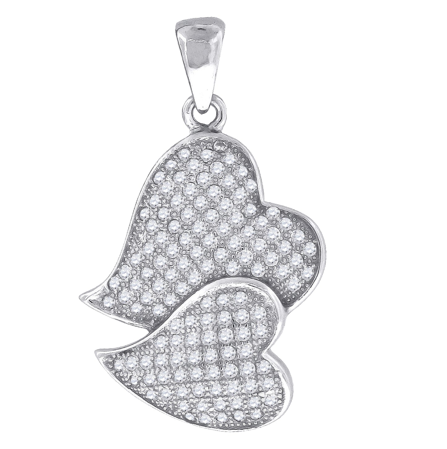 Sterling Silver Womens Cubic-Zirconia Heart Charm Pendant
