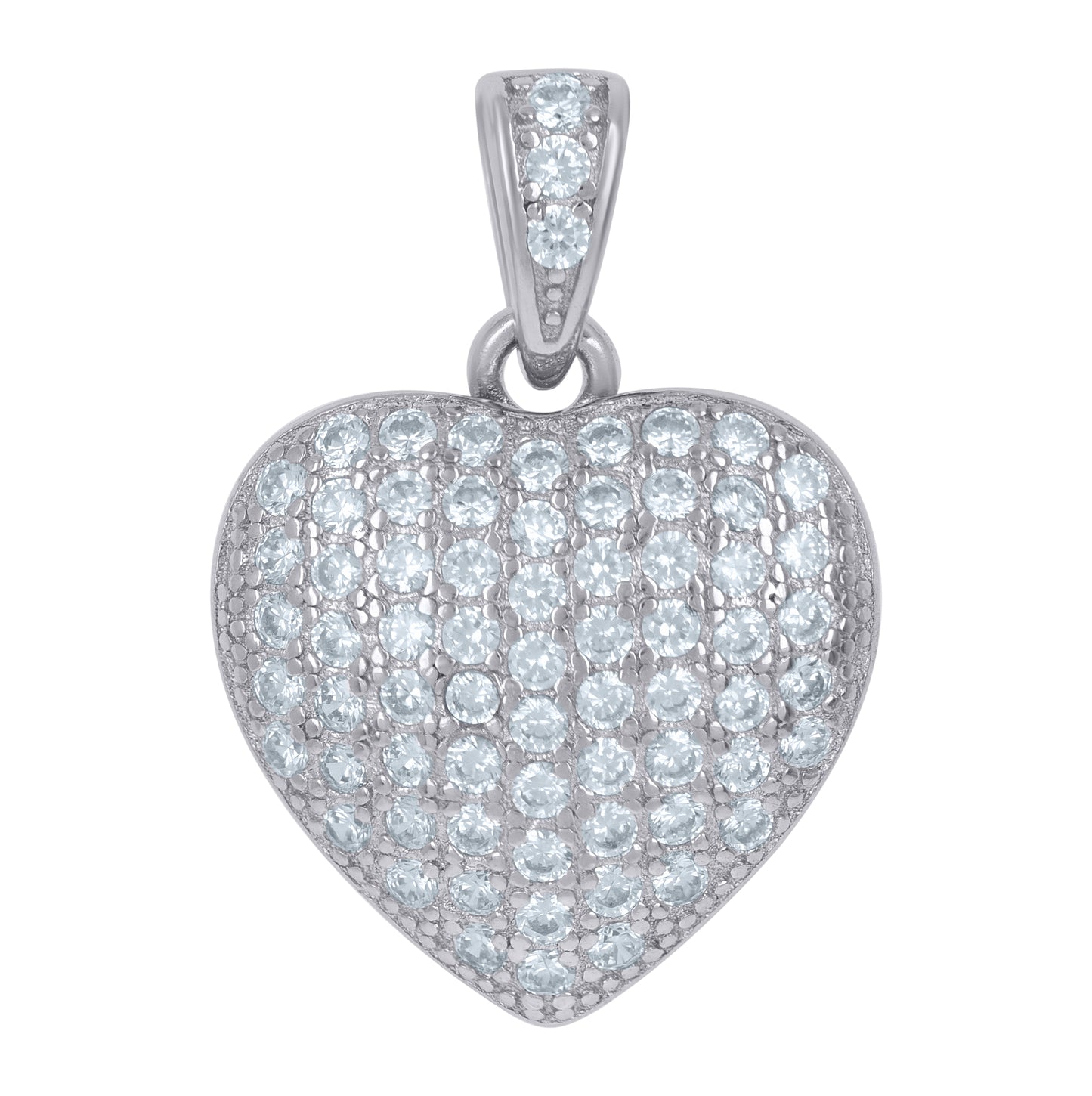 Sterling Silver Womens Cubic-Zirconia Heart Charm Pendant