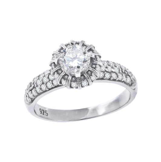 Sterling Silver Women's Cubic Zirconia Bridal Anniversary Engagement Wedding Ring