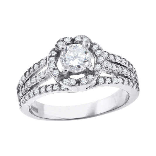 Sterling Silver Womens Cubic Zirconia Fashion Bridal Anniversary Engagement Wedding Ring