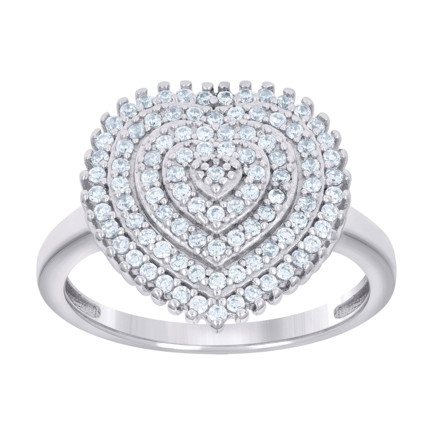 Sterling Silver Women's Cubic-Zirconia Heart Bridal Anniversary Wedding Engagement Band Ring