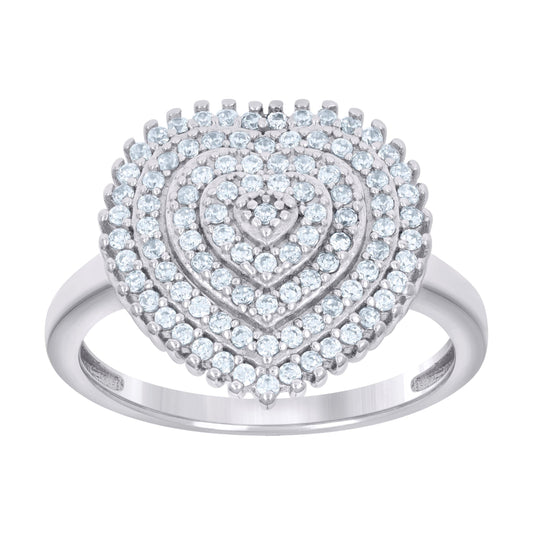 Sterling Silver Women's Cubic-Zirconia Heart Bridal Anniversary Wedding Engagement Band Ring
