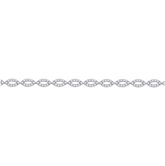 Sterling Silver Womens Micropave Cubic Zirconia Link Bracelet