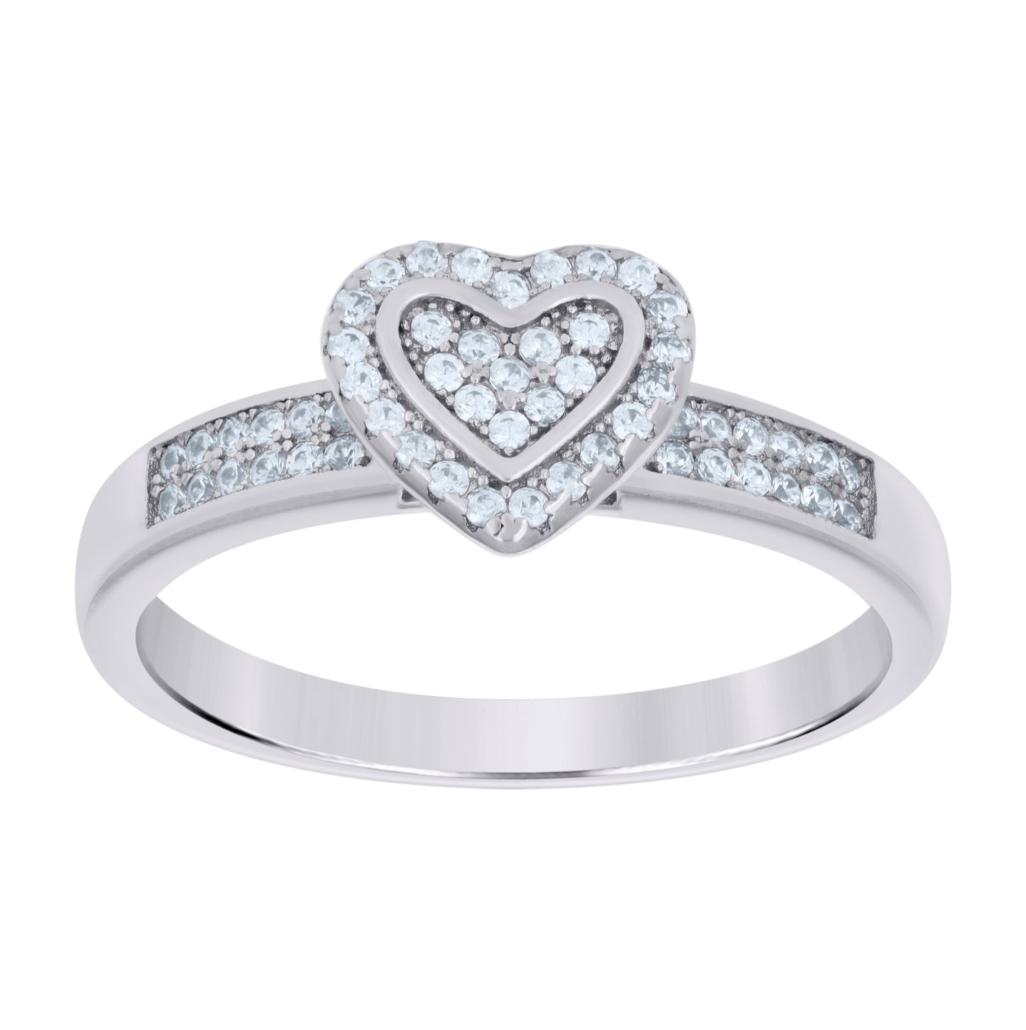 Sterling Silver White Cubic-Zirconia Heart Trio Bridal Anniversary Wedding Engagement Band Ring