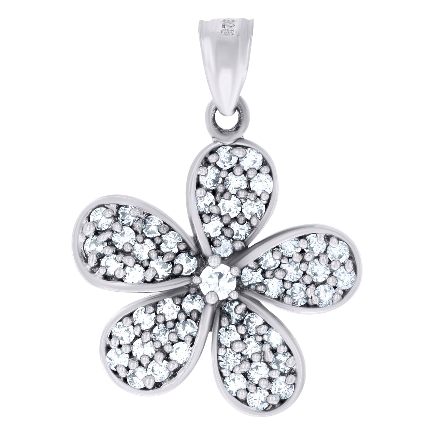 Sterling Silver Women Cubic-Zirconia Flower Fashion Charm Pendant