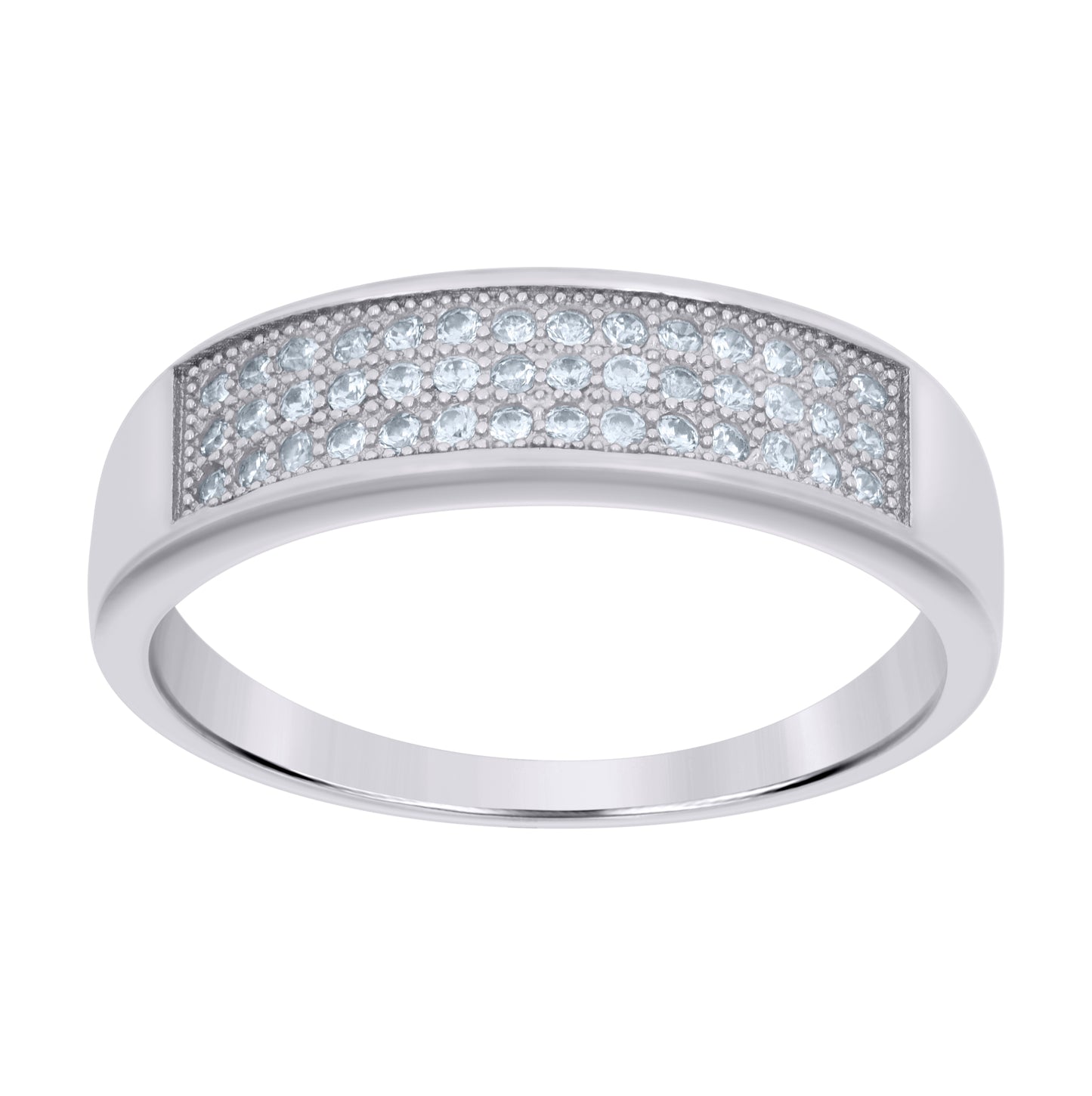 Sterling Silver Women's Cubic Zirconia Cubic Zirconia 3 Row Bridal Anniversary Engagement Wedding Band Ring