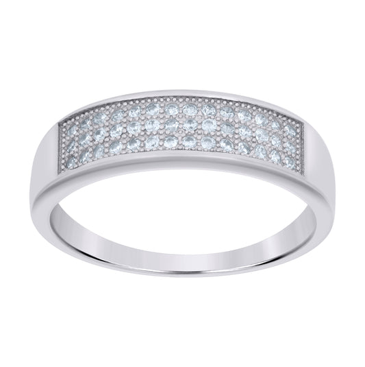 Sterling Silver Women's Cubic Zirconia Cubic Zirconia 3 Row Bridal Anniversary Engagement Wedding Band Ring