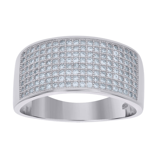 Sterling Silver Mens Cubic Zirconia Bridal Anniversary Engagement Wedding Band Ring