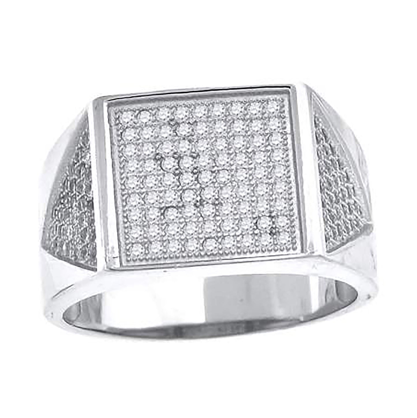 Sterling Silver Mens Cubic Zirconia Cluster Presidential Bridal Anniversary Wedding Engagement Band Ring Sizes 7 To 11