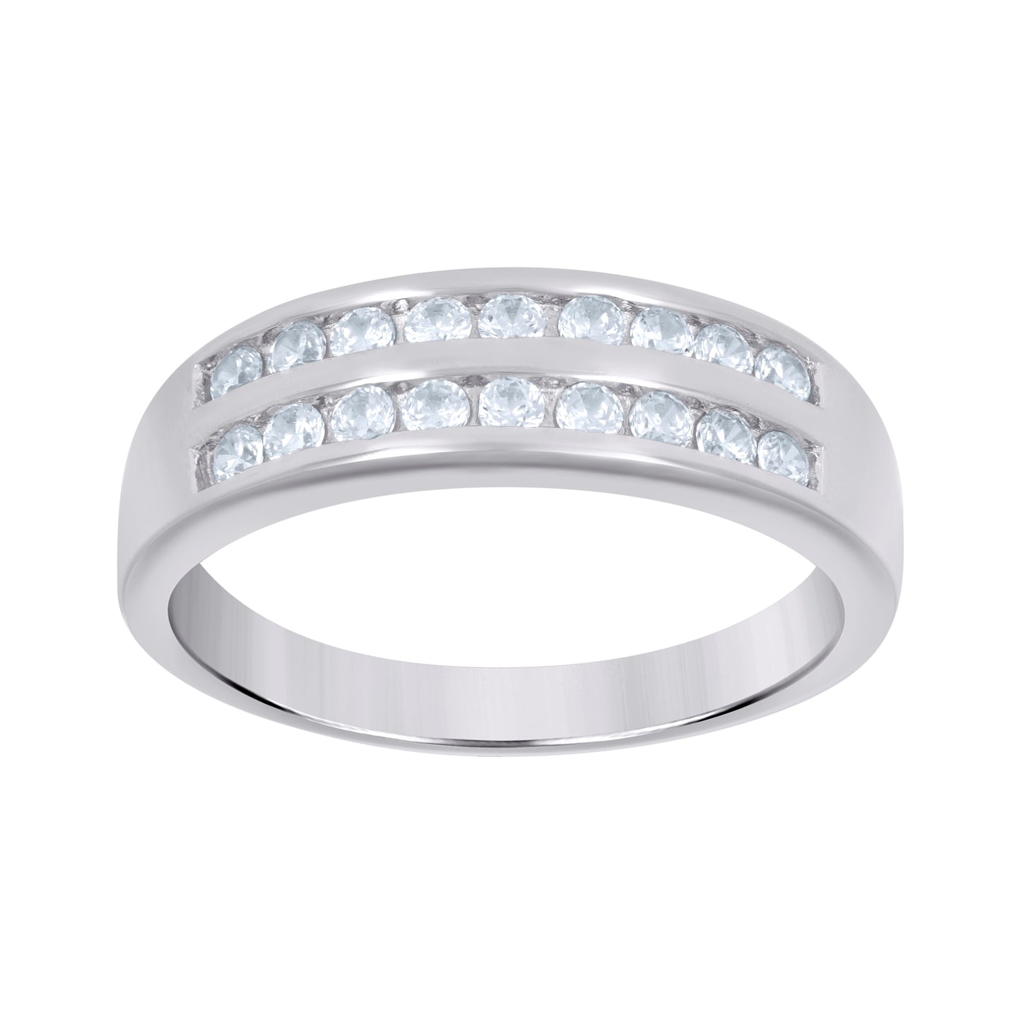 Sterling Silver Womens Cubic Zirconia Sizes 6 To 11 Two-Rows Bridal Wedding Engagement Anniversary Band Ring
