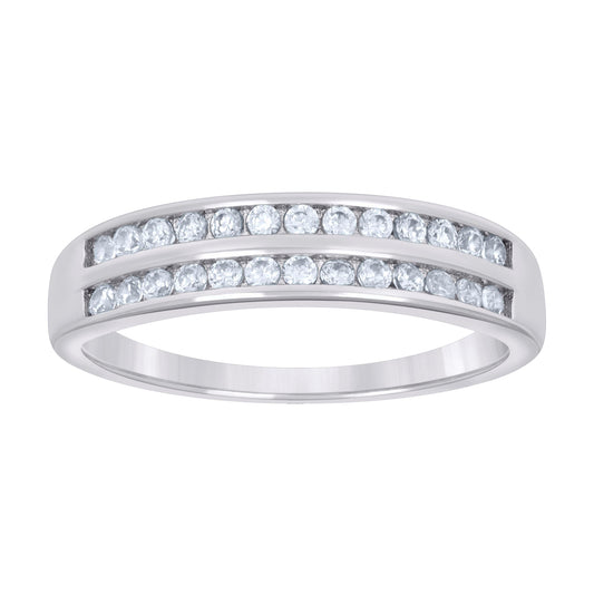 Sterling Silver Women's Cubic-Zirconia Fashion Bridal Anniversary Wedding Engagement Band Ring