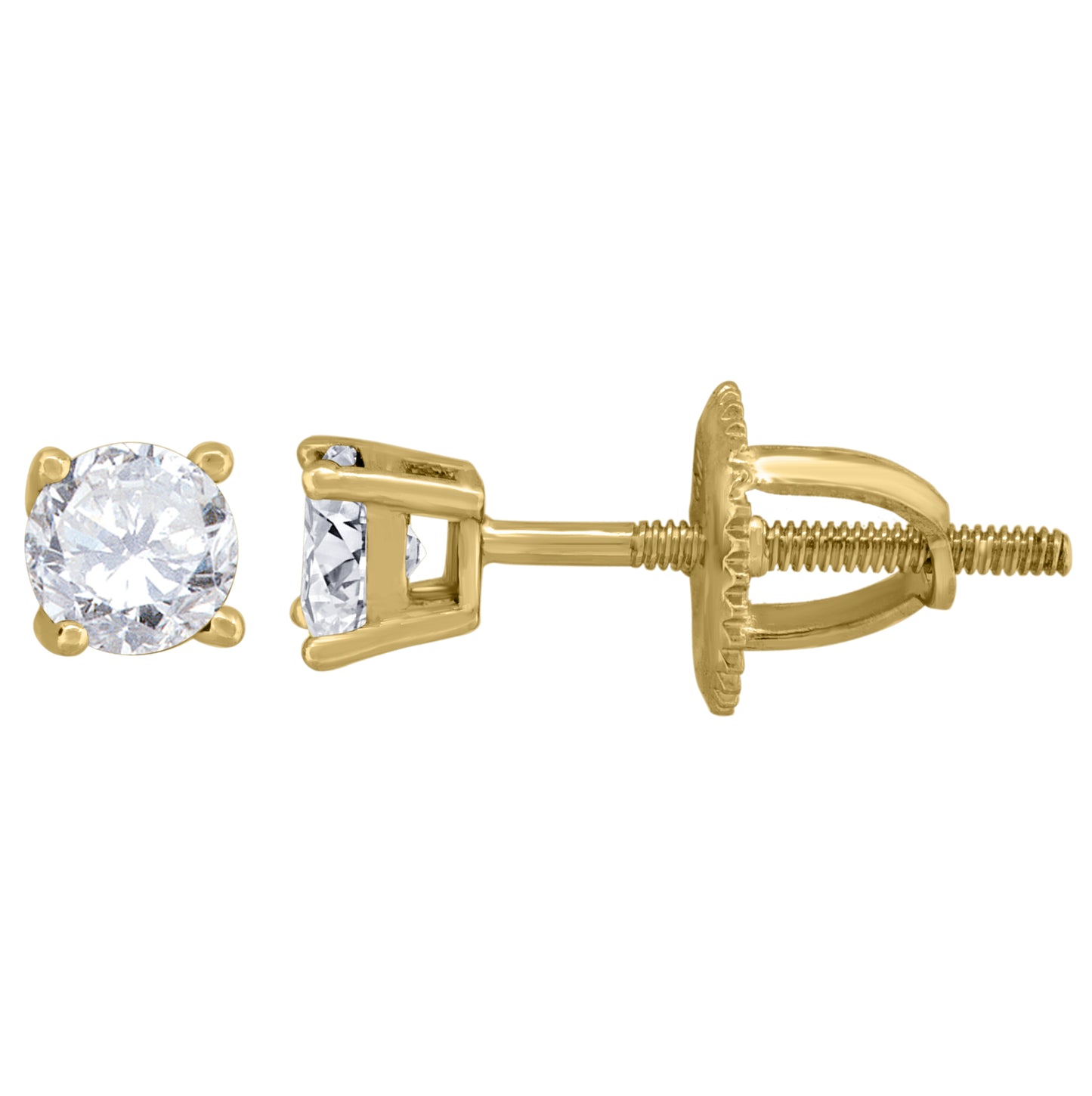 Sterling Silver Yellow-Tone Womens Yellow Cubic Zirconic Round Stud Earrings