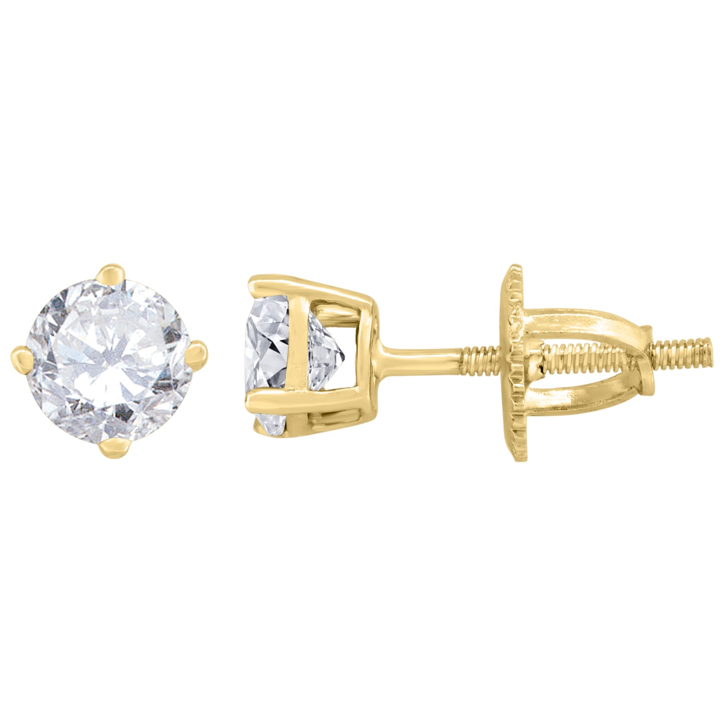 Sterling Silver Yellow-Tone Womens Yellow Cubic Zirconic Round Stud Earrings
