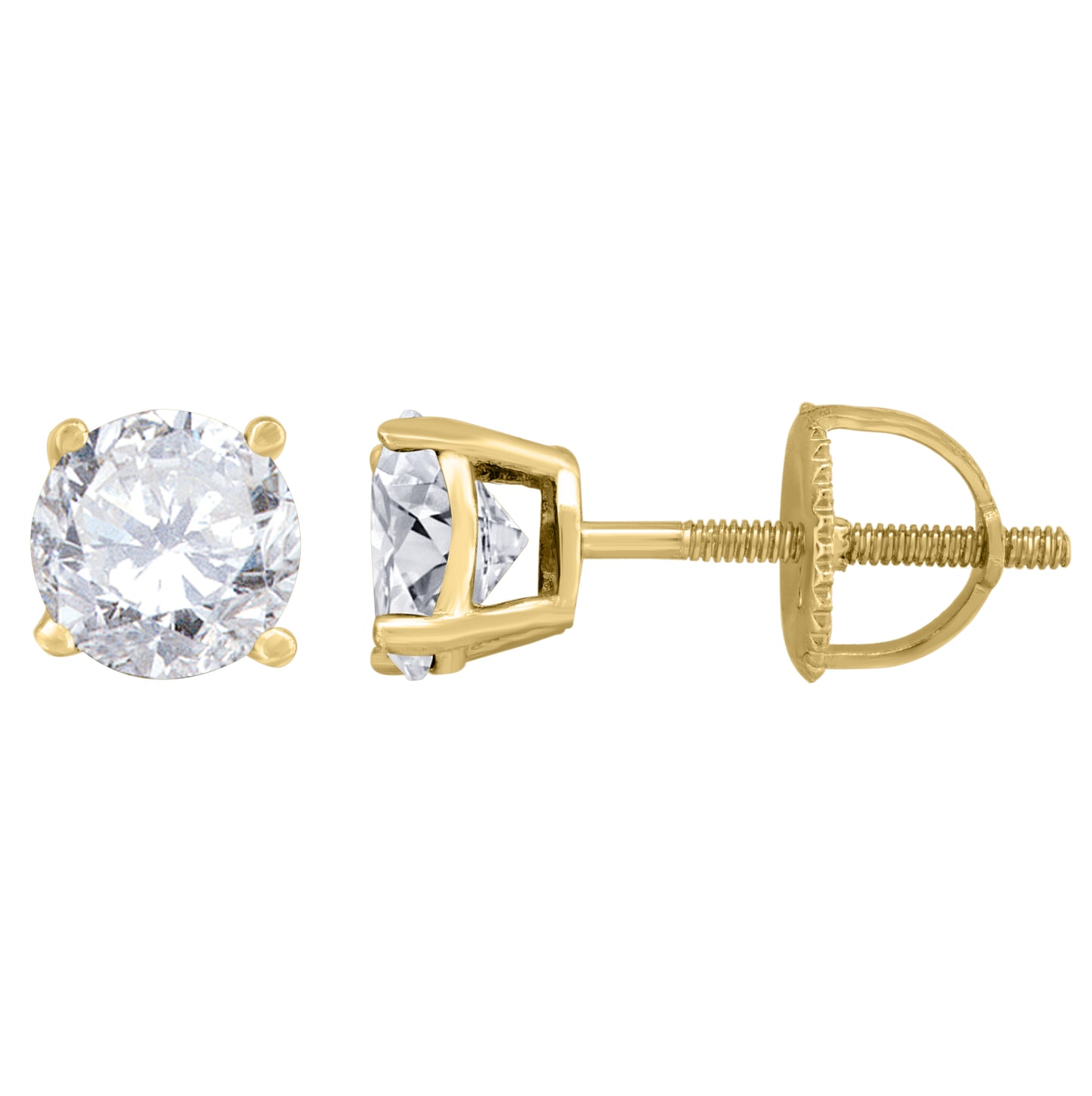 Sterling Silver Yellow-Tone Womens Yellow Cubic Zirconic Round Stud Earrings