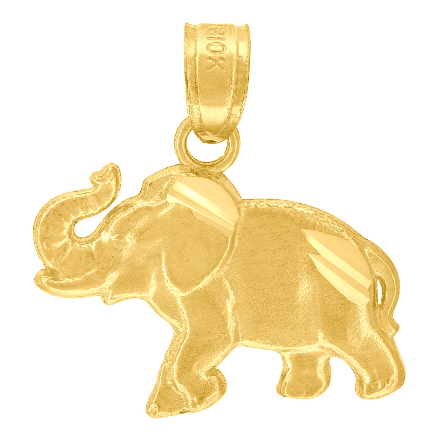 10K Yellow Gold Mens Elephant Animal Charm Pendant
