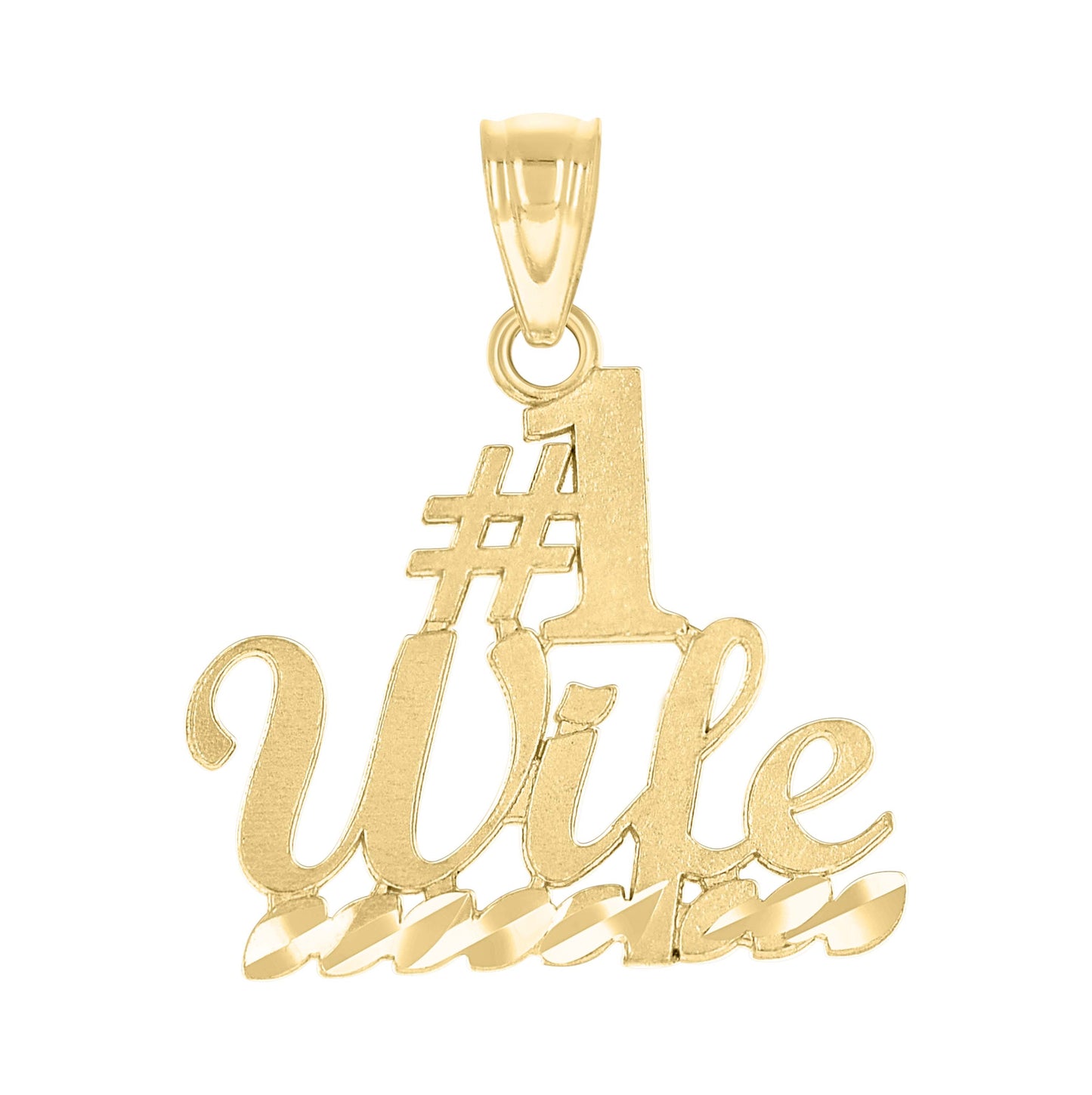 10K Yellow Gold Womens No.1 Wife Letters & Words Charm Pendant