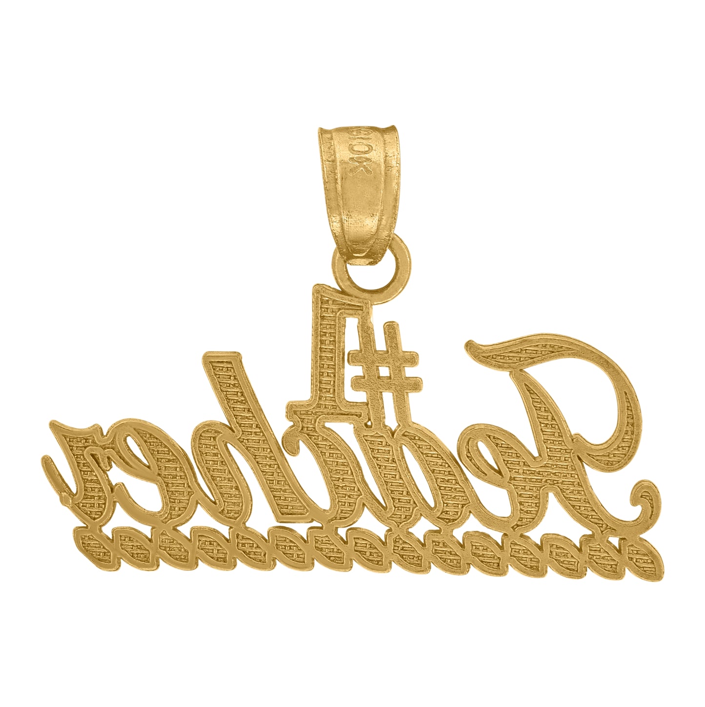 10K Yellow Gold Unisex No.1 Teacher Letters & Words Charm Pendant