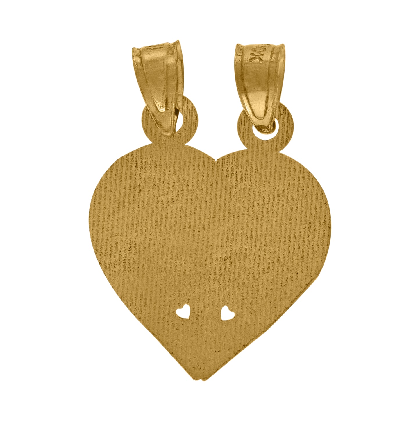 10K Yellow Gold Diamond-Cut Unisex Boy Girl Friend Broken Heart Charm Pendant