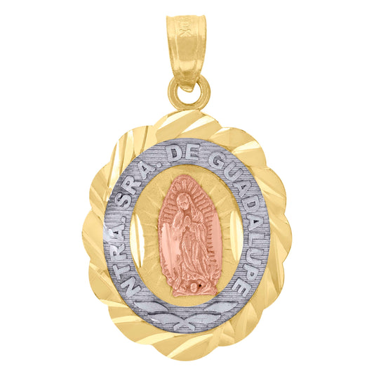 10K Gold Tri-Color Unisex Our Lady Of Mary Ntra Sra De Guadalupe Pendant