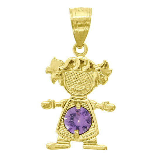 10K Yellow Gold Womens Purple Cubic Zirconia Cubic-Zirconia Baby Girl Charm Pendant