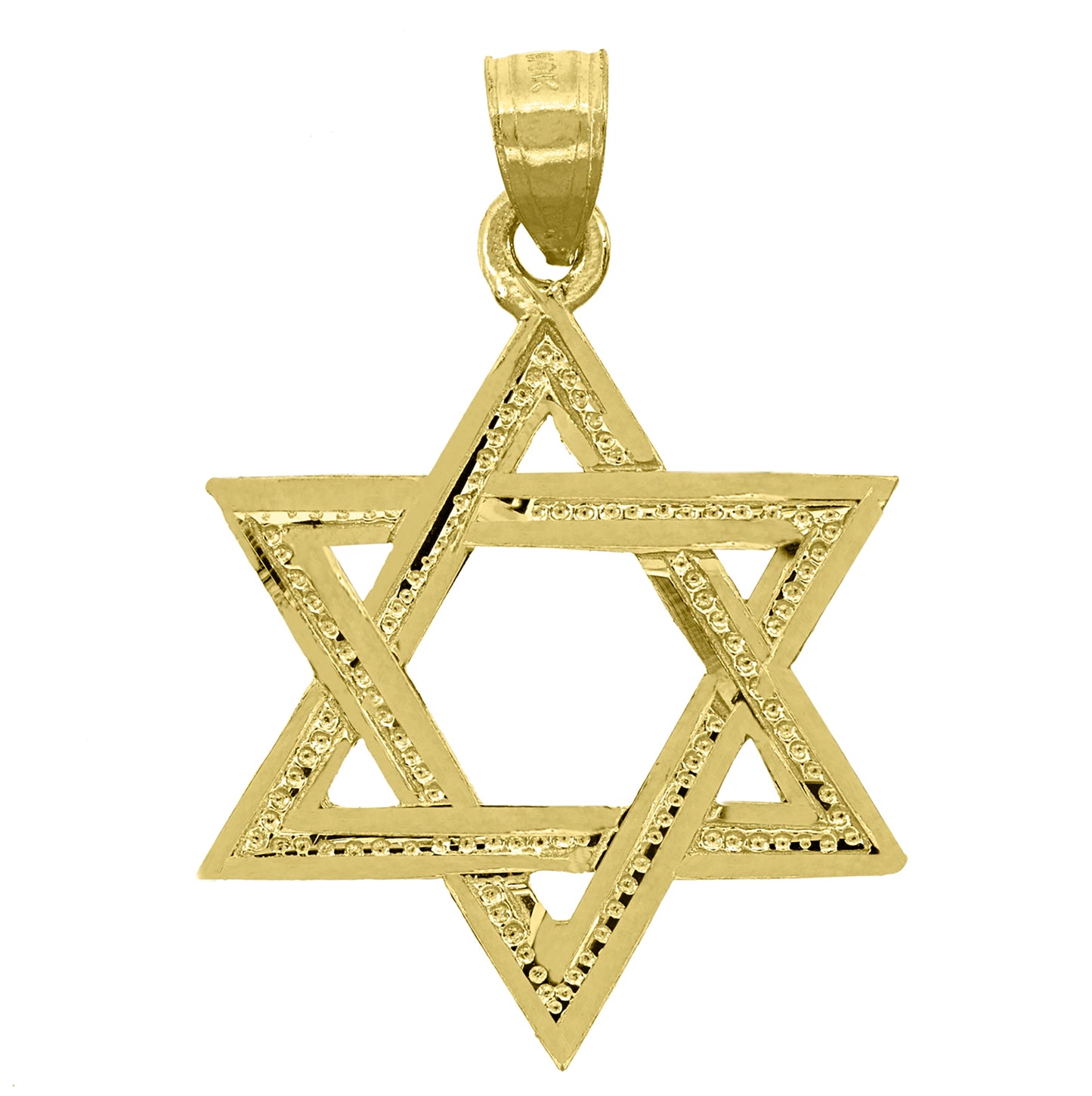 10K Yellow Gold Mens Women Star Of David Religious Charm Pendant