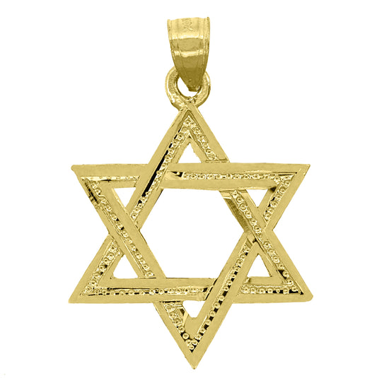 10K Yellow Gold Mens Women Star Of David Religious Charm Pendant