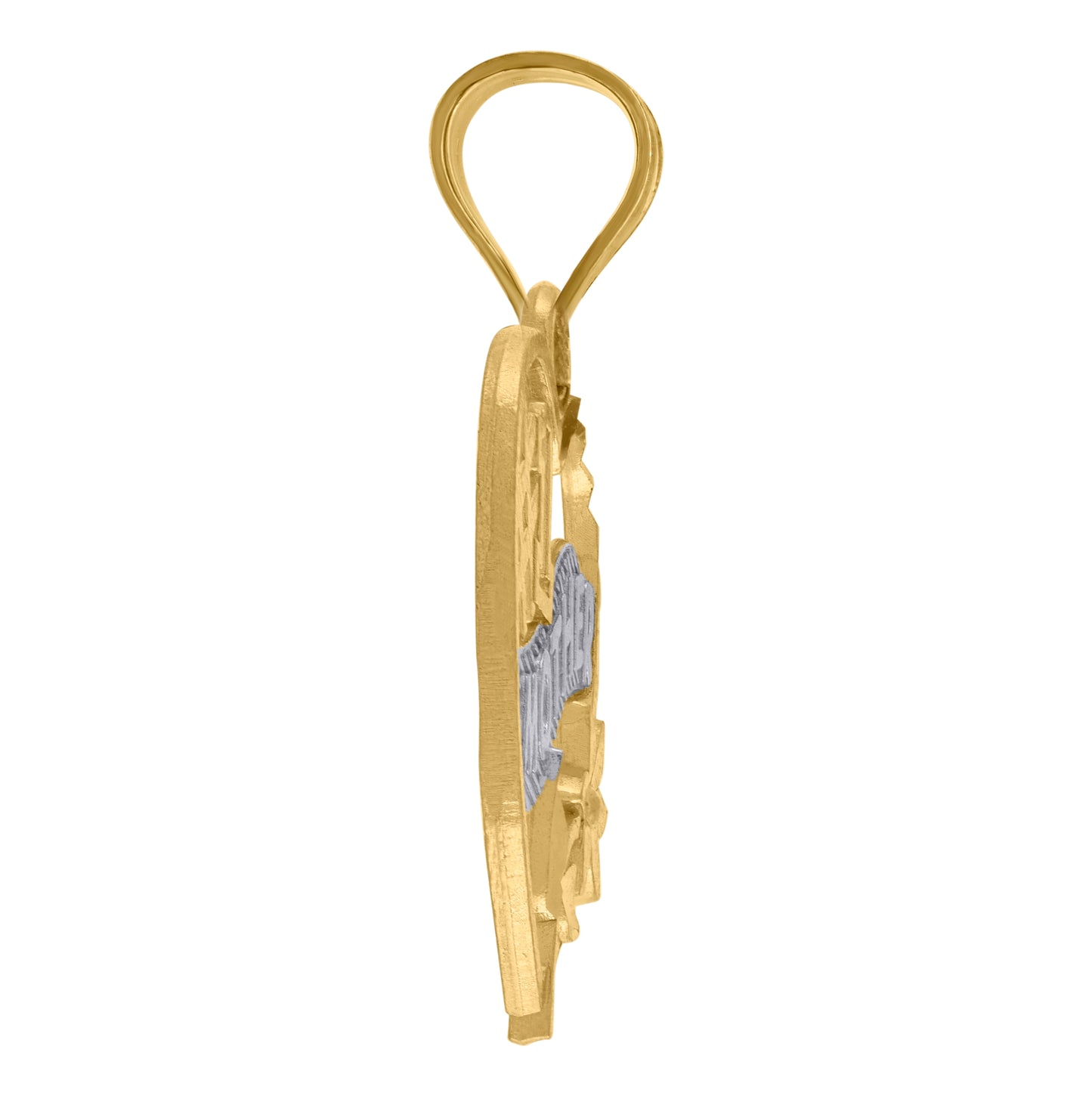 10K Two-Tone Gold Womens Diamond-Cut #1 Mother Heart Charm Pendant