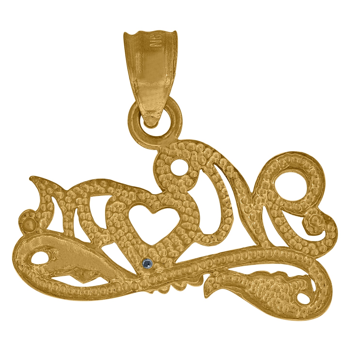 10K Two-Tone Gold Womens Textured Mom Heart Charm Pendant