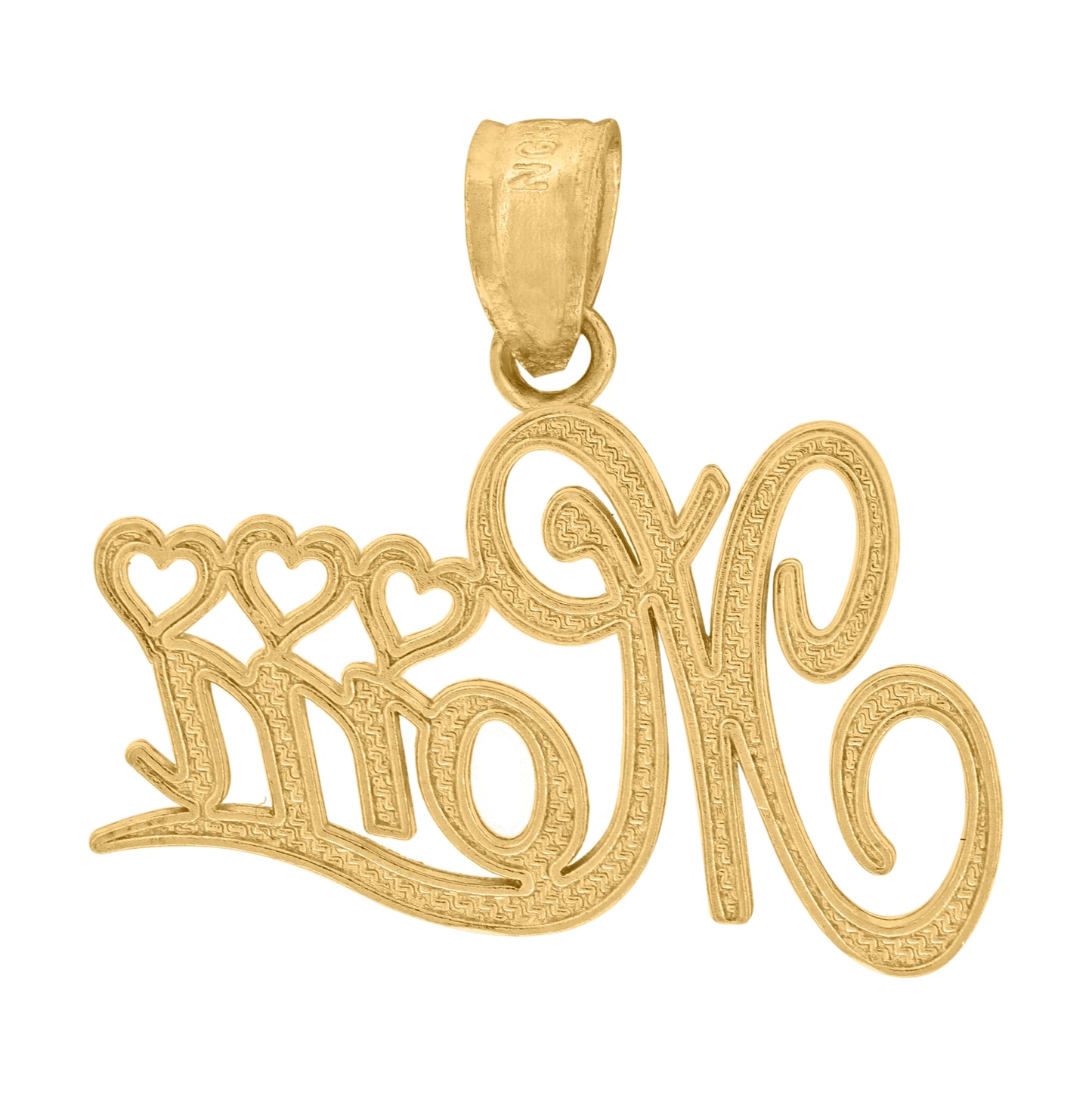 10K Two-Tone Gold Womens Textured Mom Heart Charm Pendant
