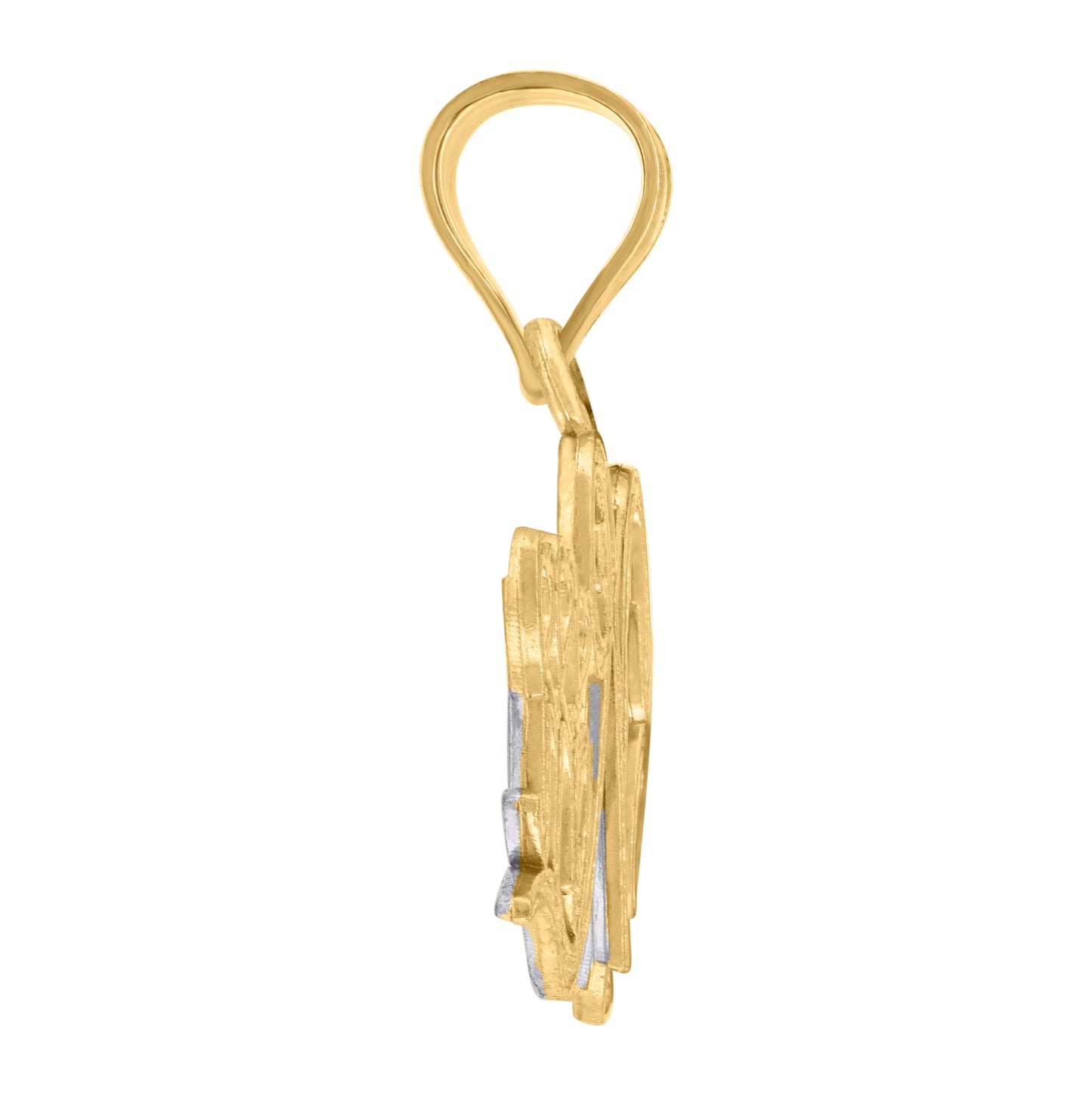 10K Two-Tone Gold Womens Textured Mom Heart Charm Pendant