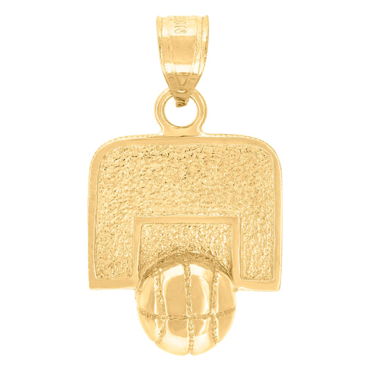 10K Yellow Gold Diamond-Cut Mens Basket Ball Sports Charm Pendant