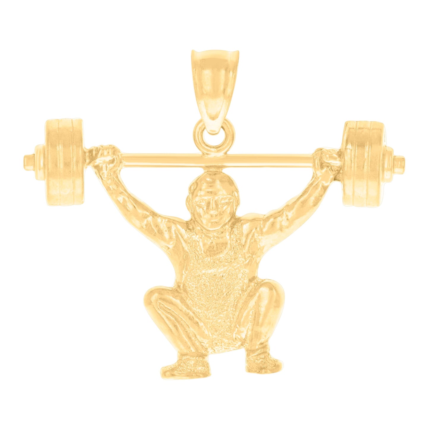 10K Yellow Gold Mens Weight Lifting Sports Charm Pendant