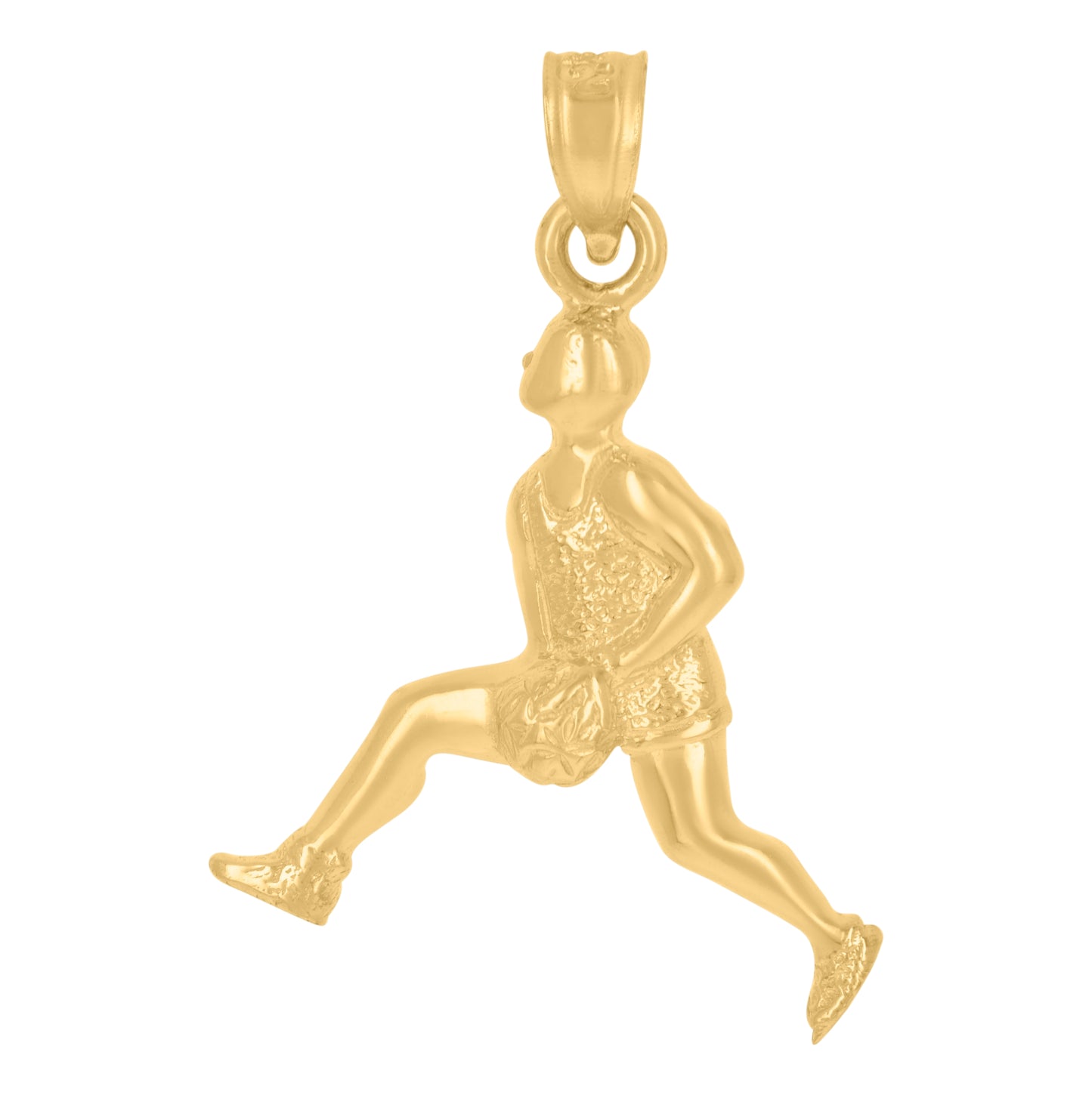 10K Yellow Gold Mens Textured Soccer Player Sports Charm Pendant