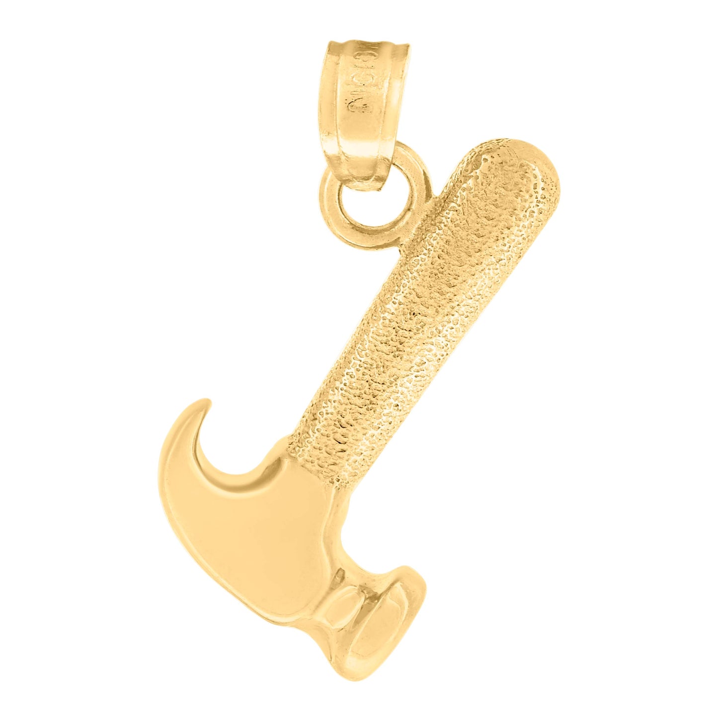 10K Yellow Gold Diamond-Cut Mens Hammer Tools Charm Pendant