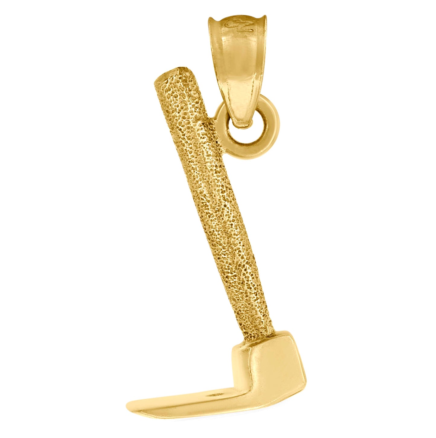 10K Yellow Gold Textured Mens Pick Hammer Tools Charm Pendant