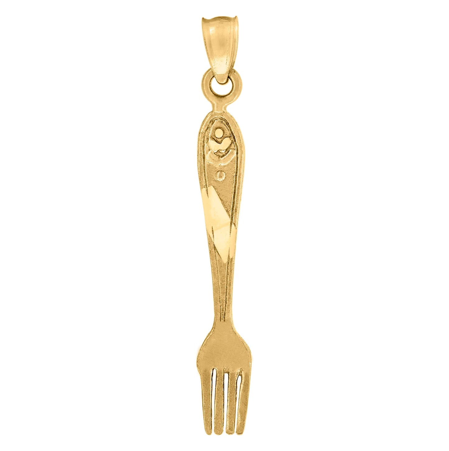 10K Yellow Gold Mens Fork Household Charm Pendant