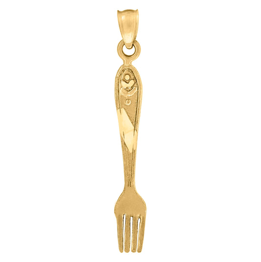 10K Yellow Gold Mens Fork Household Charm Pendant